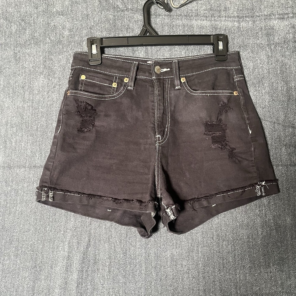 Denizen from Levis Mom Shorts Black Distressed High Rise Cut Off Denim Size 4 27